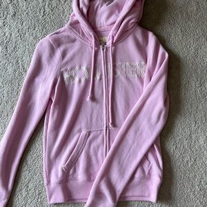 Hollister purple/pink graphic zip up hoodie